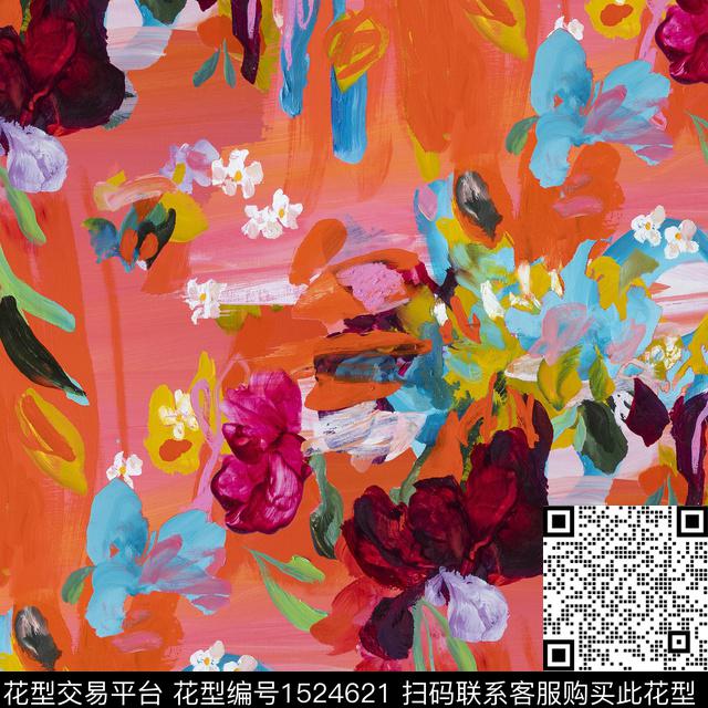 R2212122.jpg - 1524621 - 抽象花卉 油画花型 肌理 - 数码印花花型 － 女装花型设计 － 瓦栏