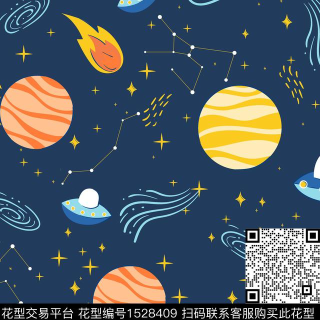 ZJY20230238.jpg - 1528409 - 星球 卡通 童装 - 传统印花花型 － 床品花型设计 － 瓦栏