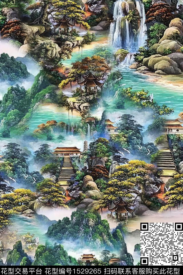 CCDC1622.jpg - 1529265 - 风景 中老年 山水画 - 数码印花花型 － 女装花型设计 － 瓦栏