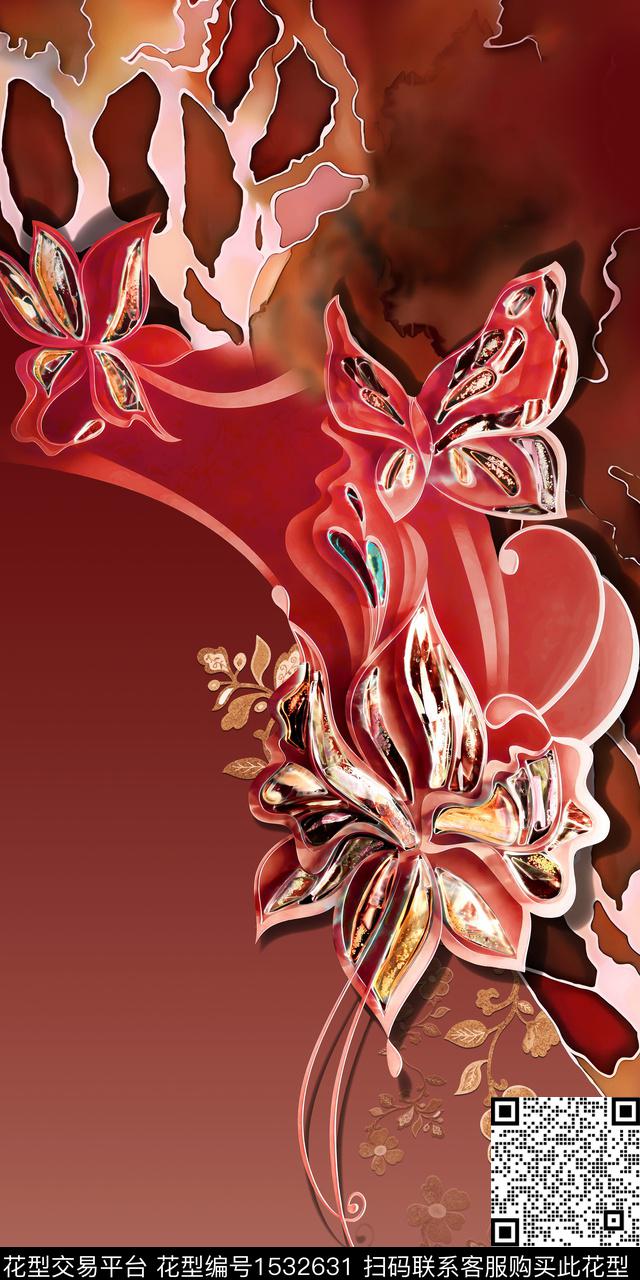 132316.jpg - 1532631 - 抽象花卉 时尚 大牌风 - 数码印花花型 － 女装花型设计 － 瓦栏
