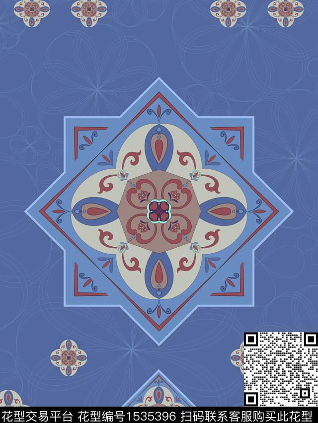 复古图案60X80.jpg - 1535396 - 复古 中国 几何 - 数码印花花型 － 女装花型设计 － 瓦栏