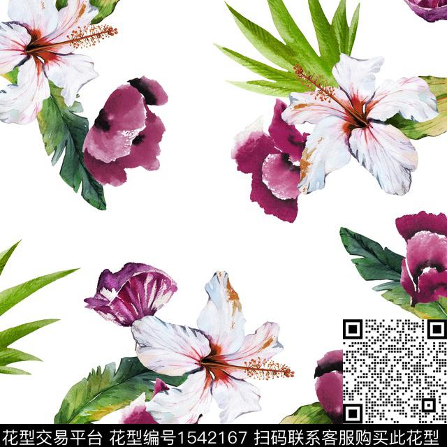 guan1127.jpg - 1542167 - 花卉 水彩 白底花 - 数码印花花型 － 女装花型设计 － 瓦栏