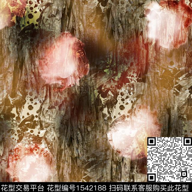 Ris 20 A.tif - 1542188 - 抽象 秋冬花型 肌理 - 数码印花花型 － 方巾花型设计 － 瓦栏