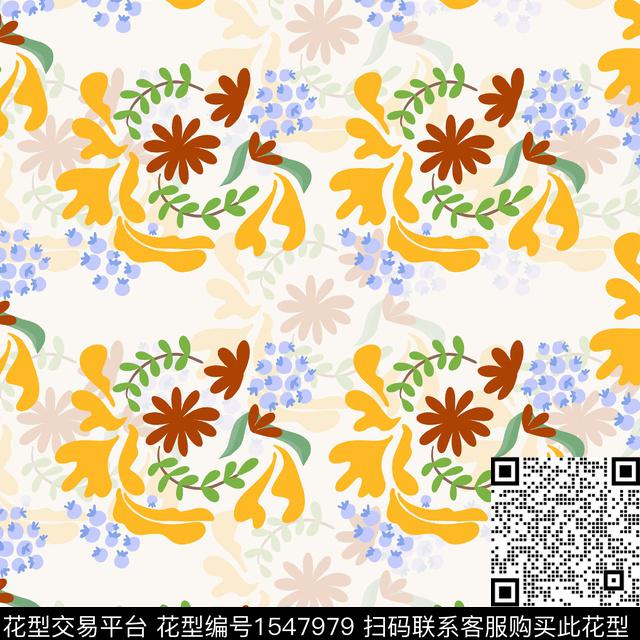 04FCE506-1BC0-4C6B-9F03-4851C67837DE.jpg - 1547979 - 抽象花卉 影花 绿植树叶 - 传统印花花型 － 女装花型设计 － 瓦栏