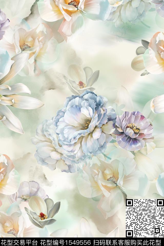 XZ5021.jpg - 1549556 - 底纹 水彩 花卉 - 数码印花花型 － 女装花型设计 － 瓦栏