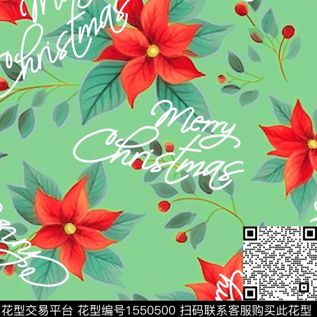 ZZ421 pa.jpg - 1550500 - 花卉 字母 CHRISTAMS - 数码印花花型 － 礼品花型设计 － 瓦栏