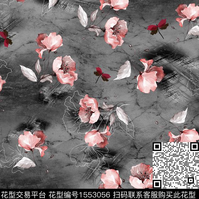 XZ5143.jpg - 1553056 - 底纹 线条花卉 花卉 - 数码印花花型 － 女装花型设计 － 瓦栏