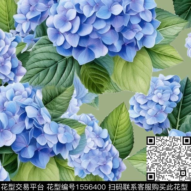 ZZ452 pat.jpg - 1556400 - 花卉 绣球花 叶子 - 数码印花花型 － 女装花型设计 － 瓦栏