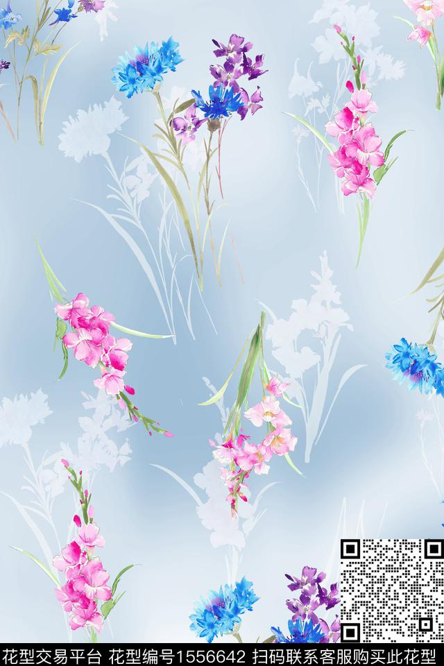 XZ5231.jpg - 1556642 - 底纹 剪影 花卉 - 数码印花花型 － 女装花型设计 － 瓦栏