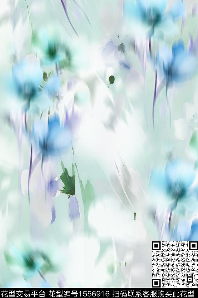 XZ5248.jpg - 1556916 - 水彩 模糊 花卉 - 数码印花花型 － 女装花型设计 － 瓦栏