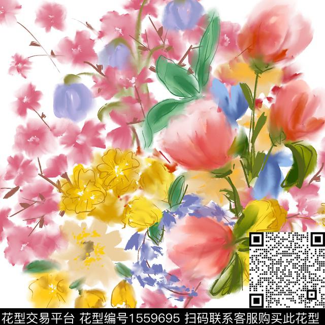 F9FB0AE4-CB9C-4271-AAE8-0ADBD12626D5.jpg - 1559695 - 水彩 定位花 水彩花卉 - 数码印花花型 － 礼品花型设计 － 瓦栏