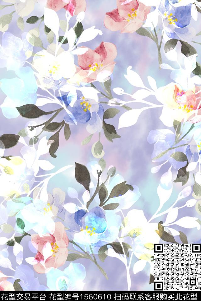 XZ5360.jpg - 1560610 - 剪影 水彩 花卉 - 数码印花花型 － 女装花型设计 － 瓦栏