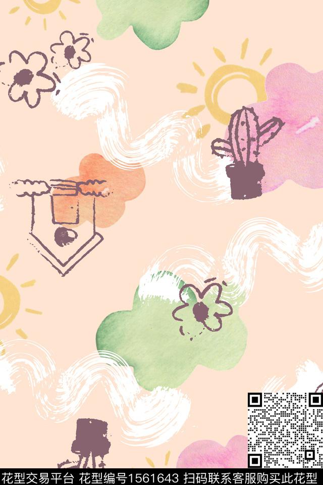 z2175.jpg - 1561643 - 仙人掌 趣味 天空 - 数码印花花型 － 童装花型设计 － 瓦栏