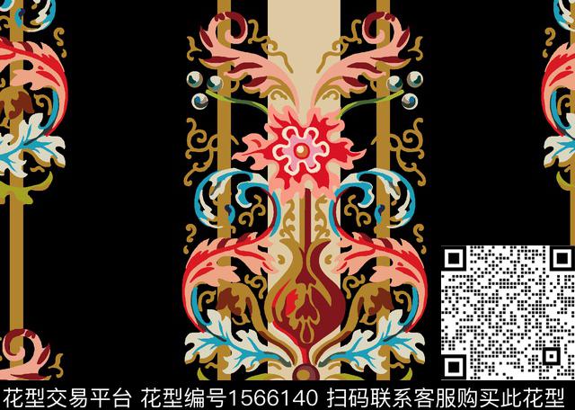 xj1059b.jpg - 1566140 - 民族风 条纹 欧美 - 传统印花花型 － 墙纸花型设计 － 瓦栏