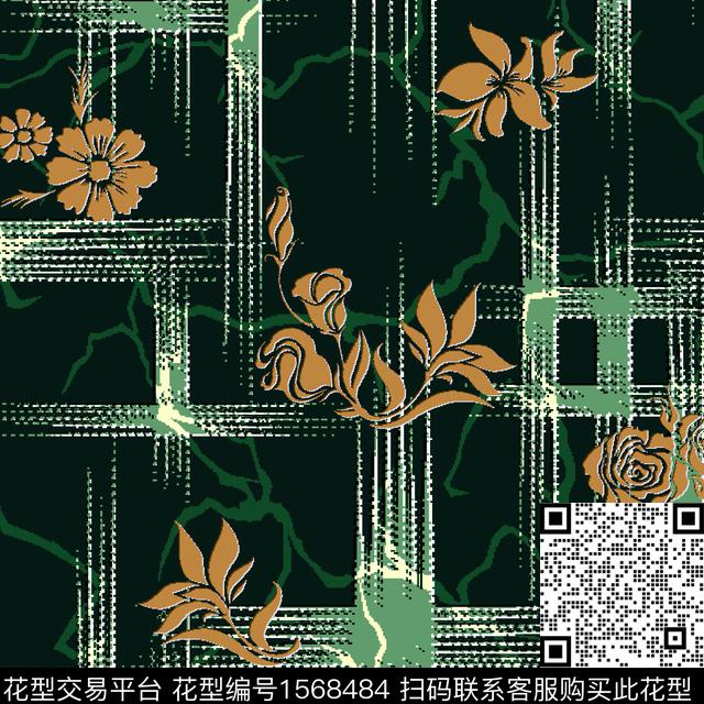 YH052407A.jpg - 1568484 - 花卉 底纹 裂缝 - 数码印花花型 － 女装花型设计 － 瓦栏