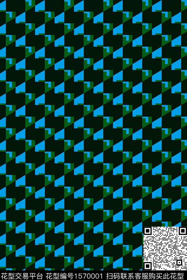 生机勃勃.jpg - 1570001 - 绿色 格子 几何 - 传统印花花型 － 男装花型设计 － 瓦栏