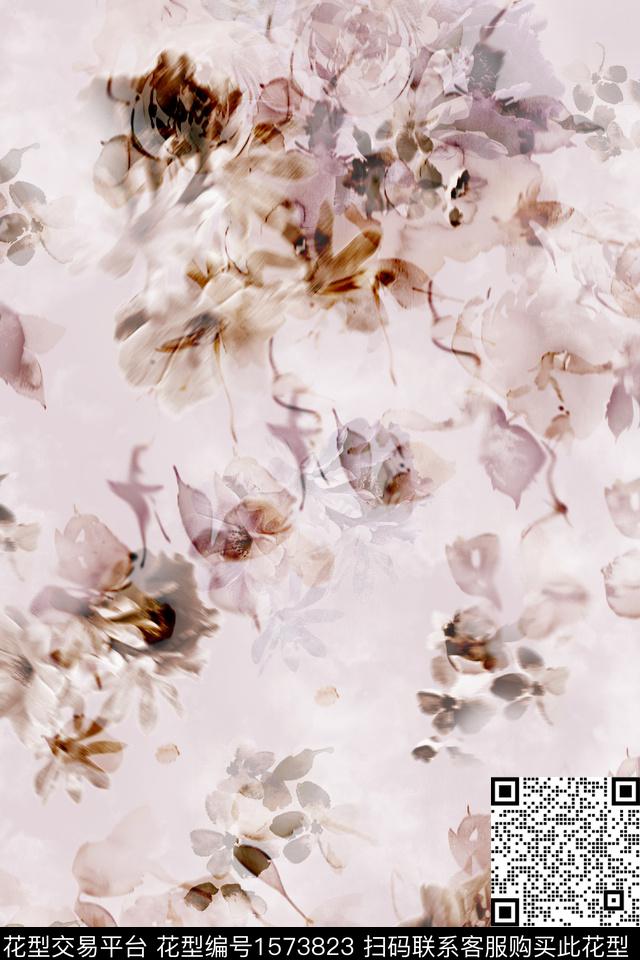 Xz5462.jpg - 1573823 - 抽象花卉 底纹 水彩 - 数码印花花型 － 女装花型设计 － 瓦栏