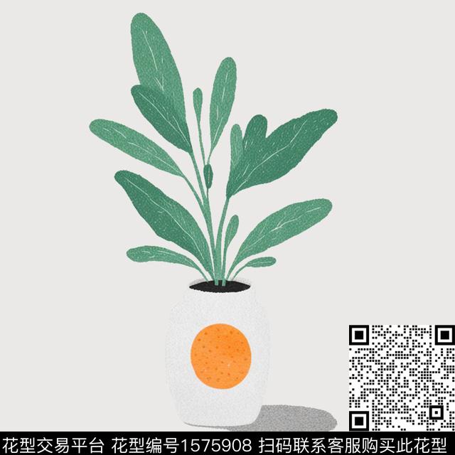 花型19.jpg - 1575908 - 盆栽 植物 T恤 - 数码印花花型 － 女装花型设计 － 瓦栏