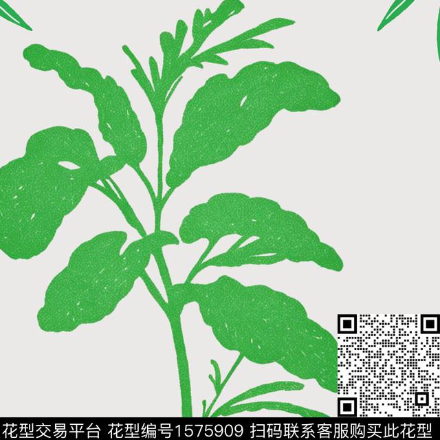 花型20.jpg - 1575909 - 植物 绿色 - 数码印花花型 － 床品花型设计 － 瓦栏