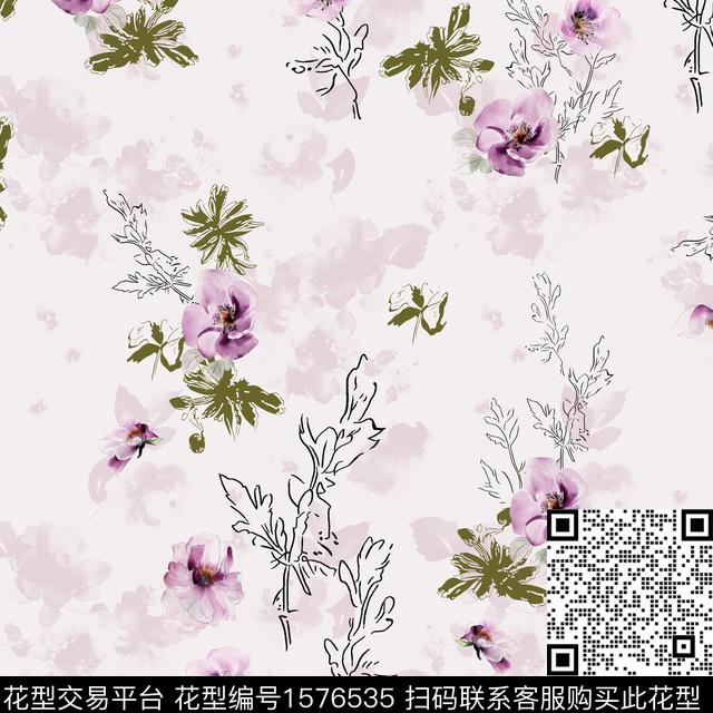 7202420.jpg - 1576535 - 花卉 连衣裙 水彩花卉 - 数码印花花型 － 女装花型设计 － 瓦栏