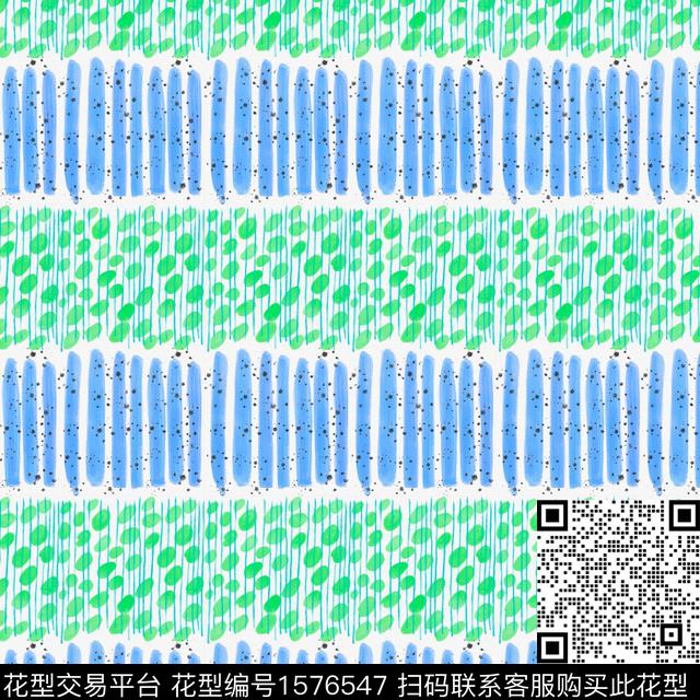 水墨印象 .jpg - 1576547 - 水彩 春夏花型 抽象条纹 - 数码印花花型 － 女装花型设计 － 瓦栏