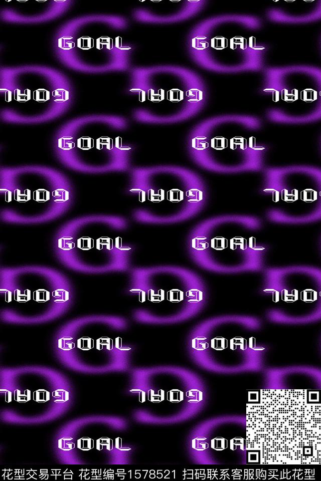 goal081103.jpg - 1578521 - 字母 黑底 休闲 - 数码印花花型 － 男装花型设计 － 瓦栏