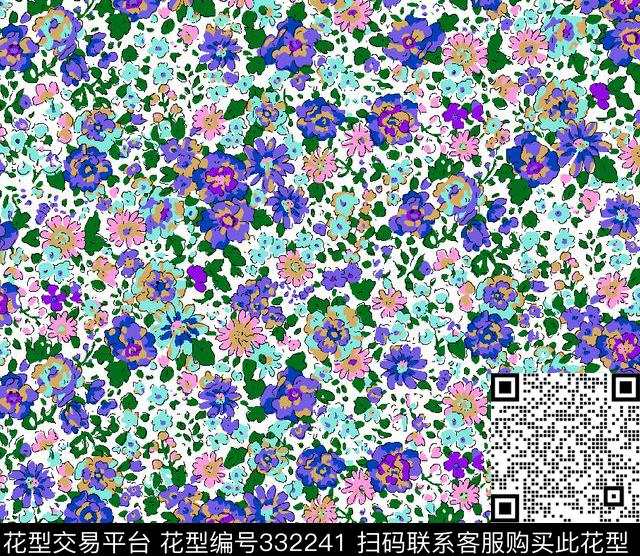 花卉018.tif - 332241 - 花卉 风景 定位 - 传统印花花型 － 床品花型设计 － 瓦栏