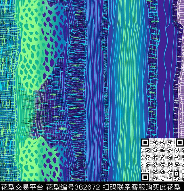服装花型 - 382672 - 休闲 豹纹 线形 - 传统印花花型 － 女装花型设计 － 瓦栏