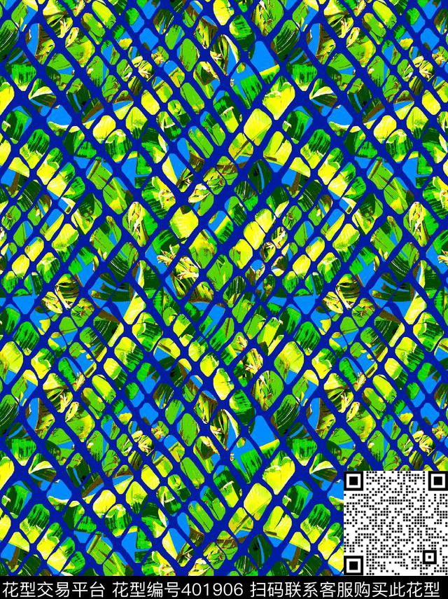 时尚手绘观景植物 - 401906 - 时尚手绘 观景植物 - 传统印花花型 － 女装花型设计 － 瓦栏