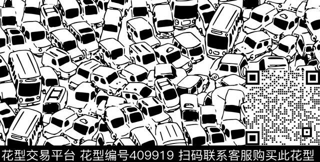 趣味小汽车交通堵塞（源文件为矢量图文件） - 409919 - 休闲 汽车 剪影 - 传统印花花型 － 女装花型设计 － 瓦栏