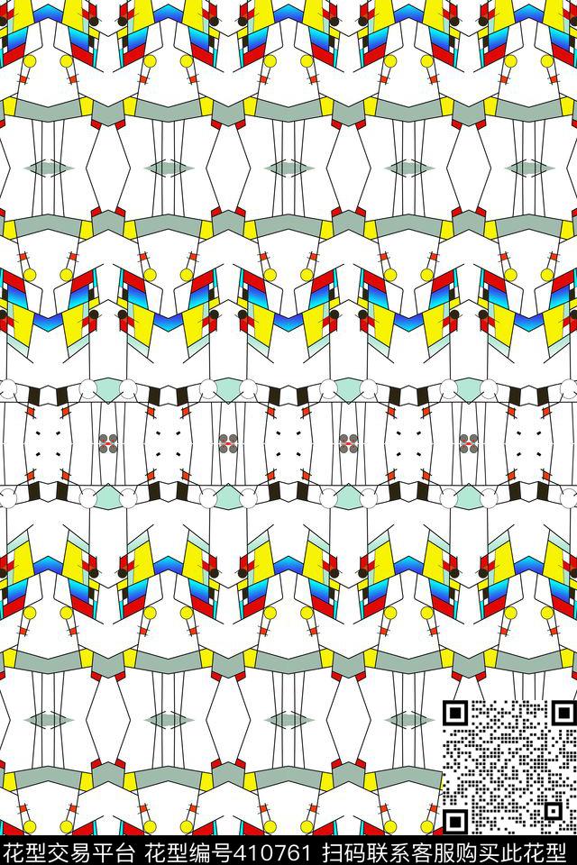 几何线条碎花 - 410761 - 抽象 几何 线条 - 传统印花花型 － 女装花型设计 － 瓦栏