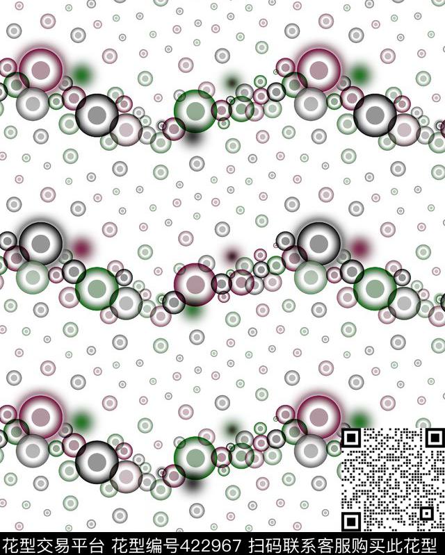 灵动 - 422967 - 圆 弯条 - 数码印花花型 － 女装花型设计 － 瓦栏