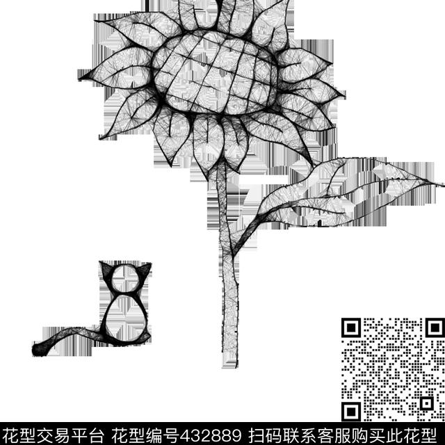 向日葵和猫.PNG - 432889 -  - 印花花型 － 花型设计 － 瓦栏