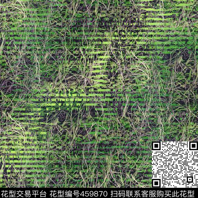 苔藓 - 459870 - 绿 条纹肌理 - 数码印花花型 － 方巾花型设计 － 瓦栏