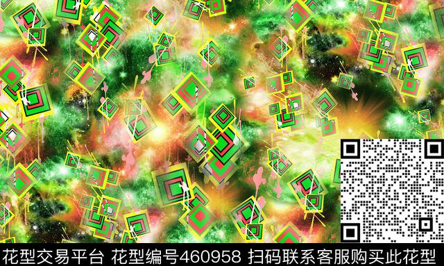 菱形格纹星空底纹组合 - 460958 - 菱形格纹 星空底纹 幻彩底纹 - 数码印花花型 － 女装花型设计 － 瓦栏