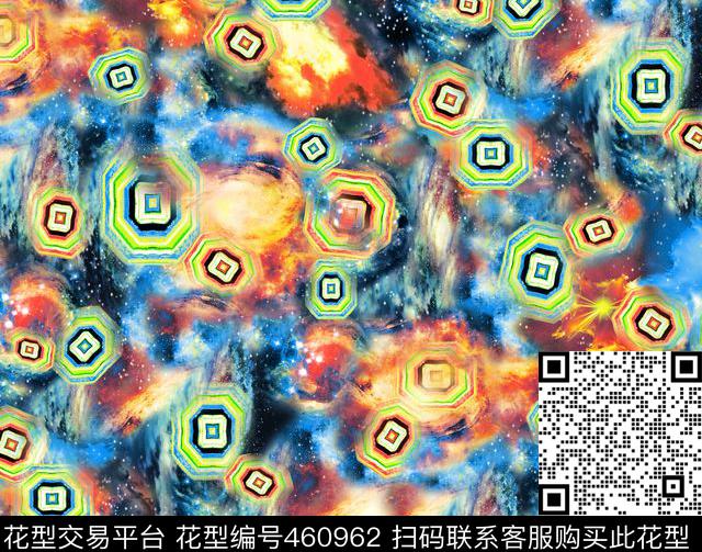 菱形格星空底纹组合 - 460962 - 菱形格 星空底纹 时尚女装 - 数码印花花型 － 女装花型设计 － 瓦栏