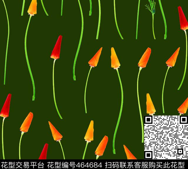 条条花鲜花 - 464684 - 现代 鲜花 条条 - 数码印花花型 － 女装花型设计 － 瓦栏