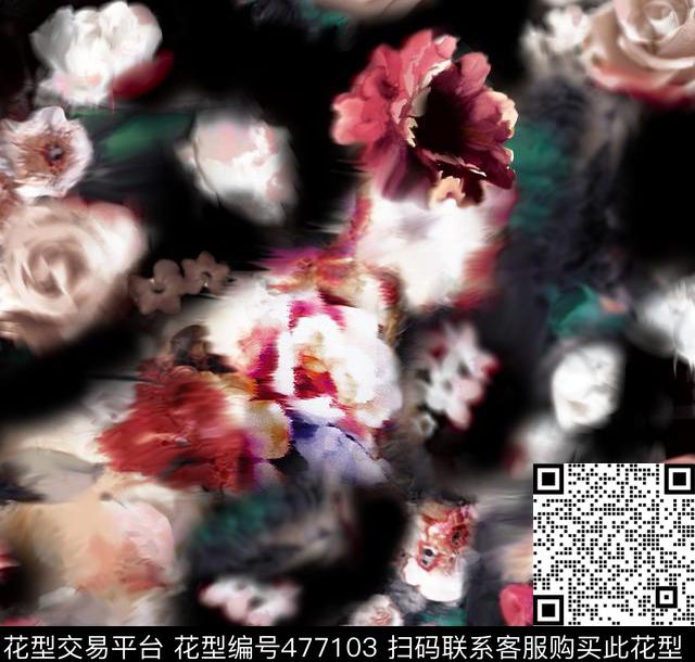 复古宫廷花.jpg - 477103 - 大花 花边 绘画 - 数码印花花型 － 女装花型设计 － 瓦栏