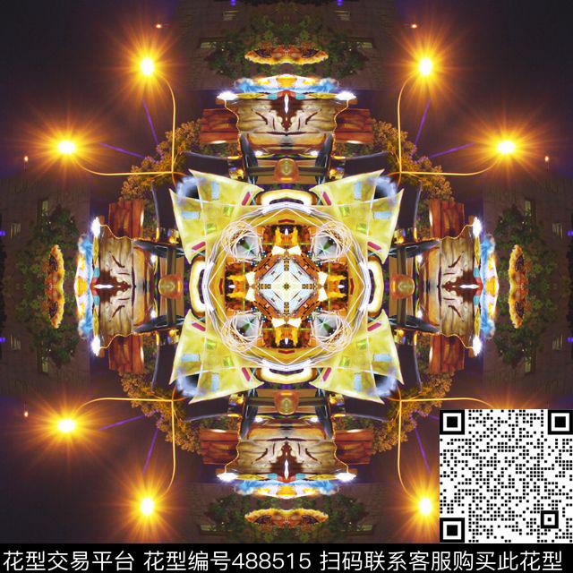 魔幻都市 - 488515 - 抽象 对称 建筑 - 数码印花花型 － 床品花型设计 － 瓦栏