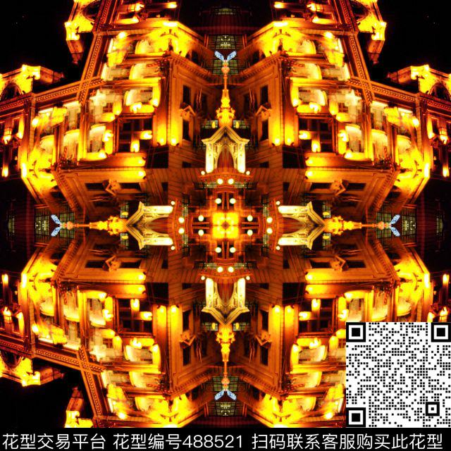 魔幻都市 - 488521 - 抽象 建筑 对称 - 数码印花花型 － 床品花型设计 － 瓦栏