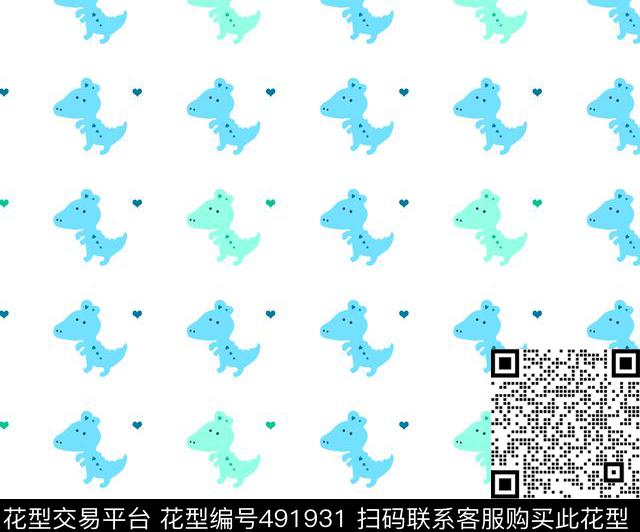 可爱卡通爱心和鳄鱼图案 - 491931 - 卡通 鳄鱼 爱心 - 传统印花花型 － 童装花型设计 － 瓦栏