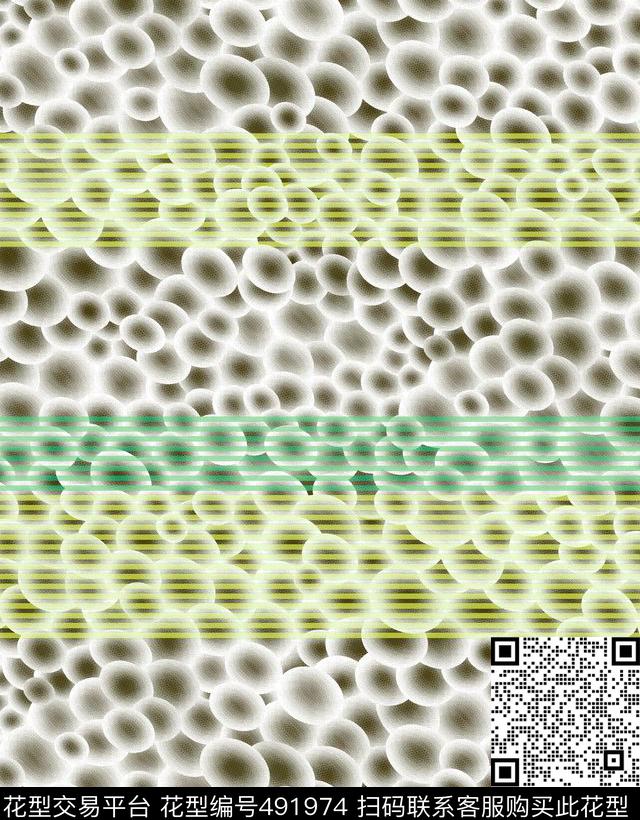 圆点条子 细胞图案 - 491974 - 几何 字母 扎染花型 - 传统印花花型 － 女装花型设计 － 瓦栏