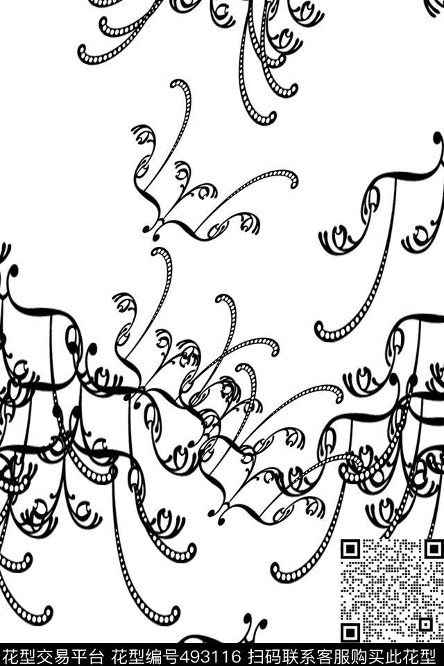 时尚休闲 - 493116 - 几何 复古 线条 - 数码印花花型 － 女装花型设计 － 瓦栏