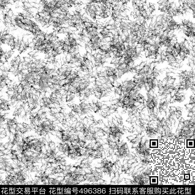 墨迹组合 - 496386 - 墨迹 黑色灰色 组合 - 传统印花花型 － 女装花型设计 － 瓦栏