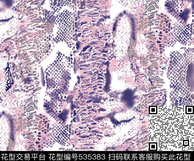 蛇皮纹 - 535383 - 线条 几何花卉 花纹 - 传统印花花型 － 女装花型设计 － 瓦栏