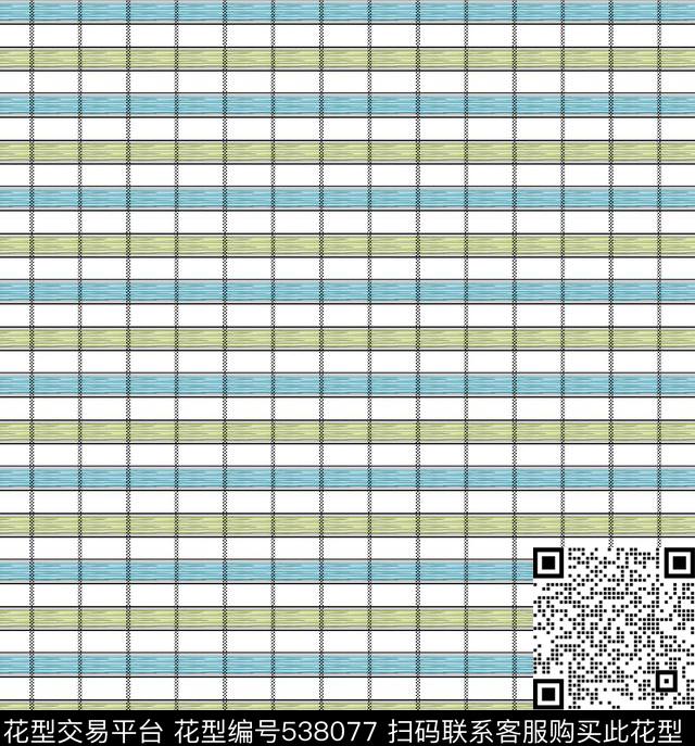 彩格 - 538077 - 格子 几何 段染 - 传统印花花型 － 女装花型设计 － 瓦栏