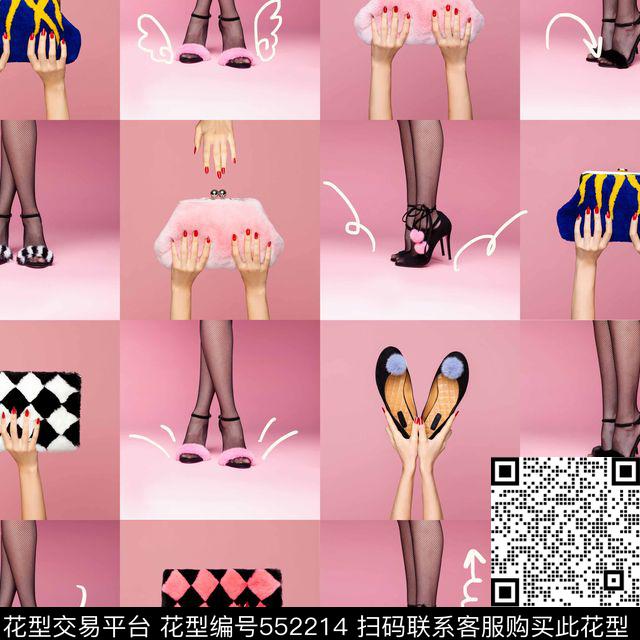 俏皮时尚大片质感印花 - 552214 - 流行 包包 鞋子 - 数码印花花型 － 女装花型设计 － 瓦栏