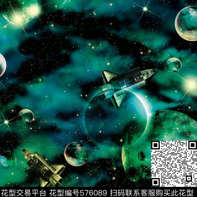 星空-1、2 - 576089 - 流行时尚 星空 - 数码印花花型 － 女装花型设计 － 瓦栏