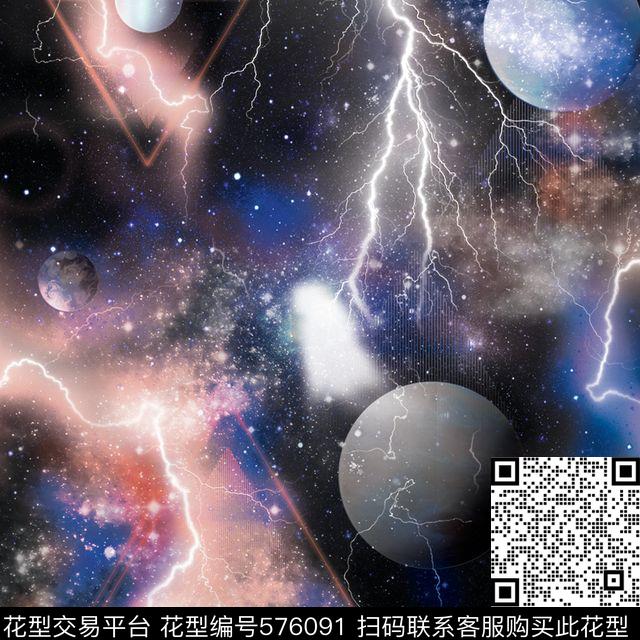 	星空 - 576091 - 流行时尚 星空 - 数码印花花型 － 女装花型设计 － 瓦栏