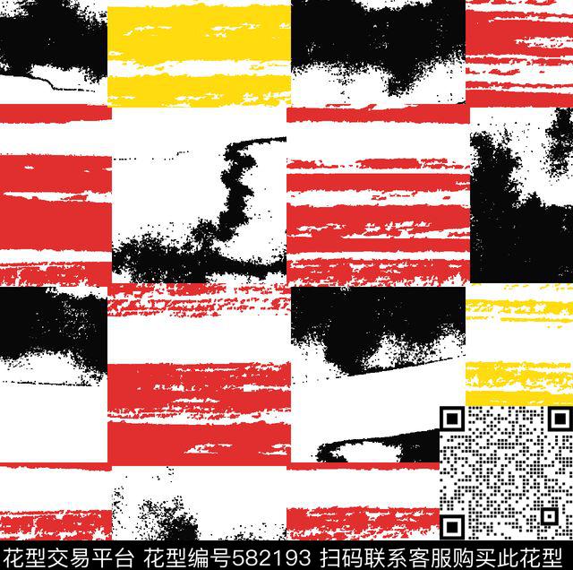 水印男女通用手绘肌理 - 582193 - 肌理 格子 女装 - 传统印花花型 － 女装花型设计 － 瓦栏